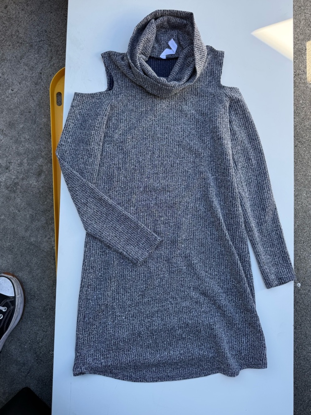 My Story Gray Cold-Shoulder Turtleneck Sweater Dress
